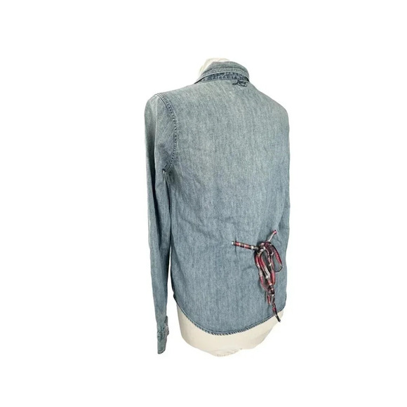 Levi’s || Western Pearl Snaps Plaid Bow Denim Long Sleeve Shirt XS - Picture 2 of 7